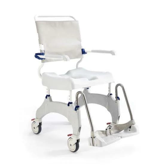 Adjustable height shower chair commode